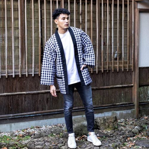 HaoriJacket Checked LongSleeve KimonoStyle