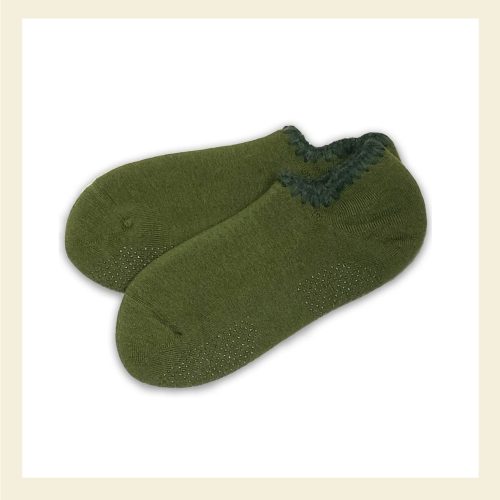 JSH IG Handcrafted Slipper Socks w Grips Dark Green M