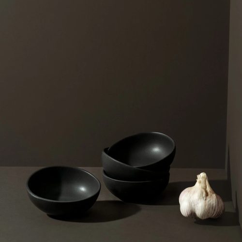 Japandi Tableware Condiment Bowl - 6 Oz, Set of 4, Matte Black