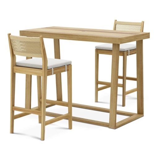 RioOutdoorTeakBarTable StoolSet 133579