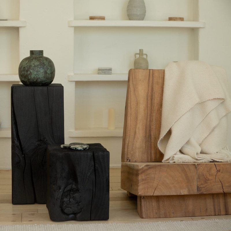 Shou Sugi Ban wood side tables