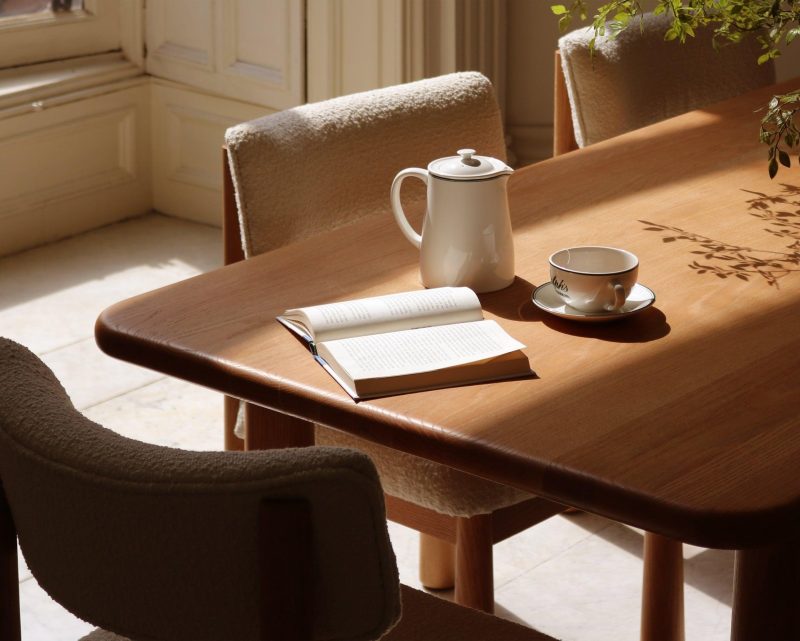 solid white oak dining table