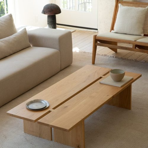 white oak coffee table japandi