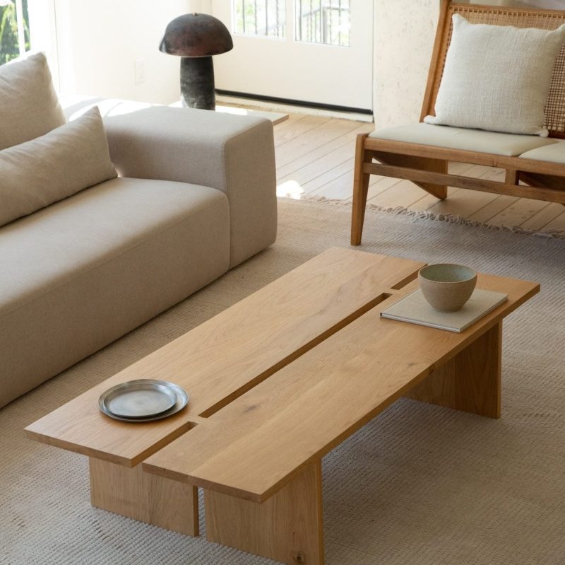 white oak coffee table japandi